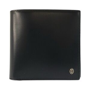 CARTIER Cartier Pasha Black Leather Folding Wallet with Silver Hardware - Com...